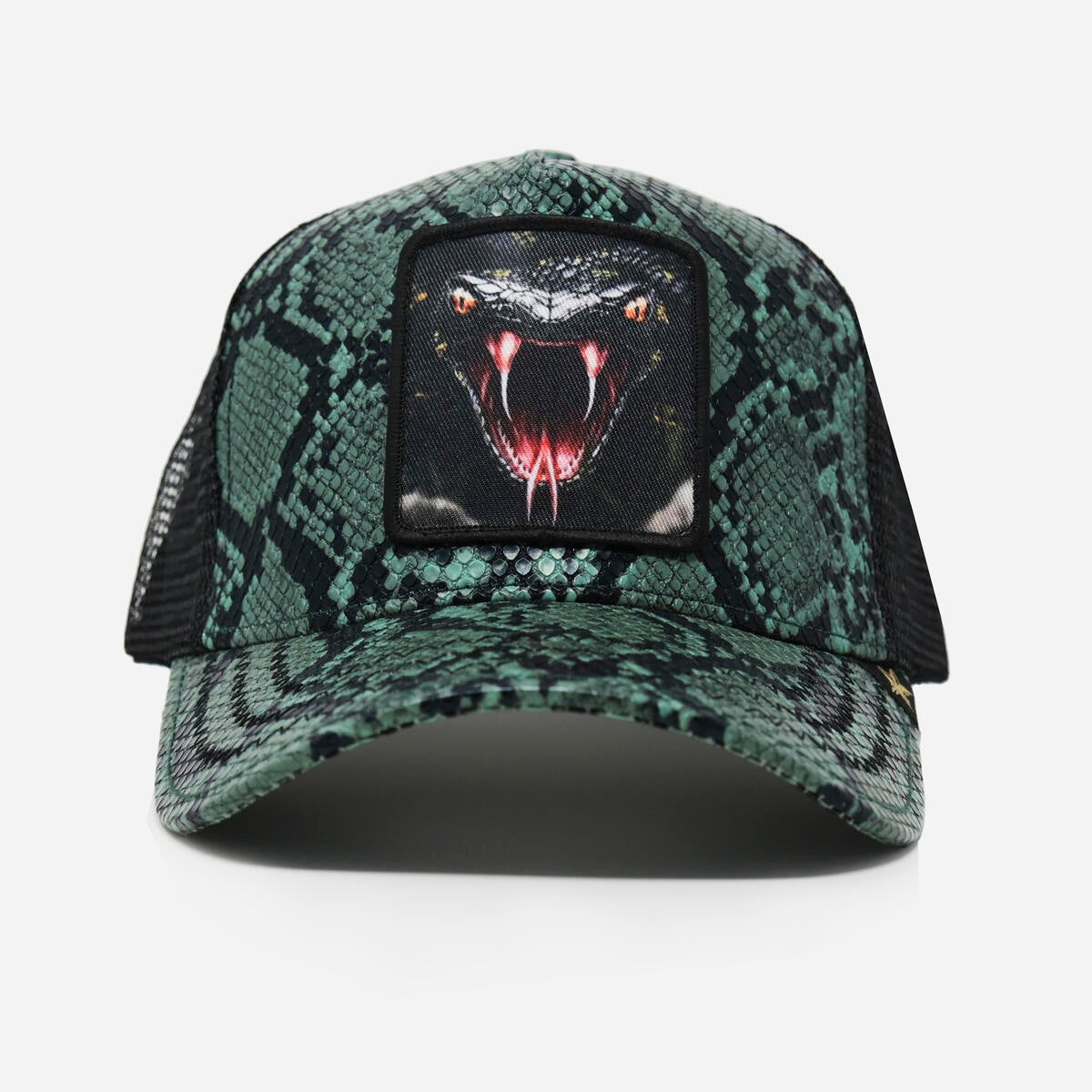 GOLD STAR HATS TRUCKER GREEN SNAKE LEATHER HAT