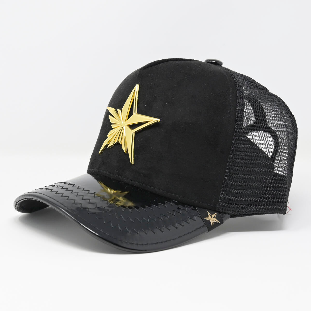 GOLD STAR HATS TRUCKER STAR LOGO BLACK