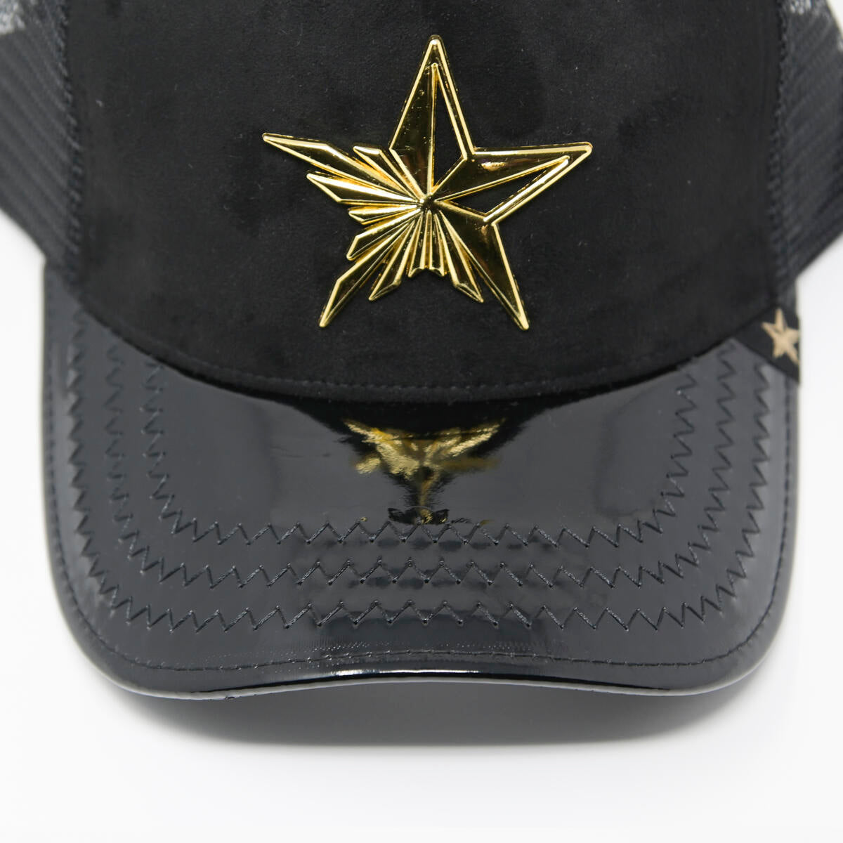 GOLD STAR HATS TRUCKER STAR LOGO BLACK