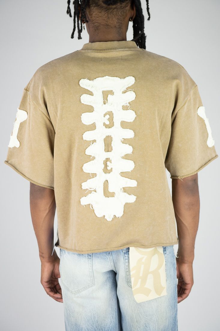 REBEL BONE PATCHED, ACID WASHED TERRY TOP [CROPPED FIT]