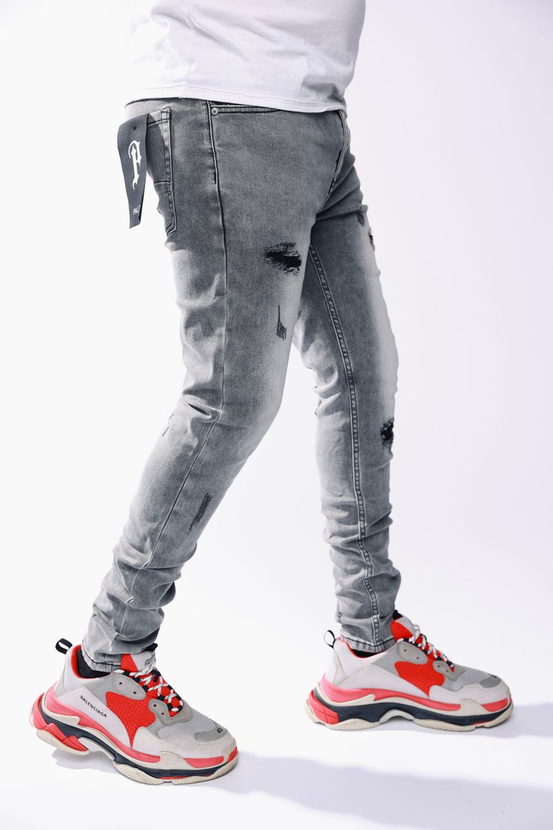 PALI DENIM LIGHT GRAY BLACK PATCH