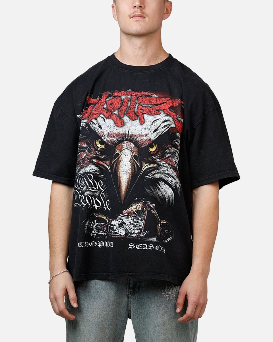 LOITER  Choppa Season T-Shirt Black Acidwash