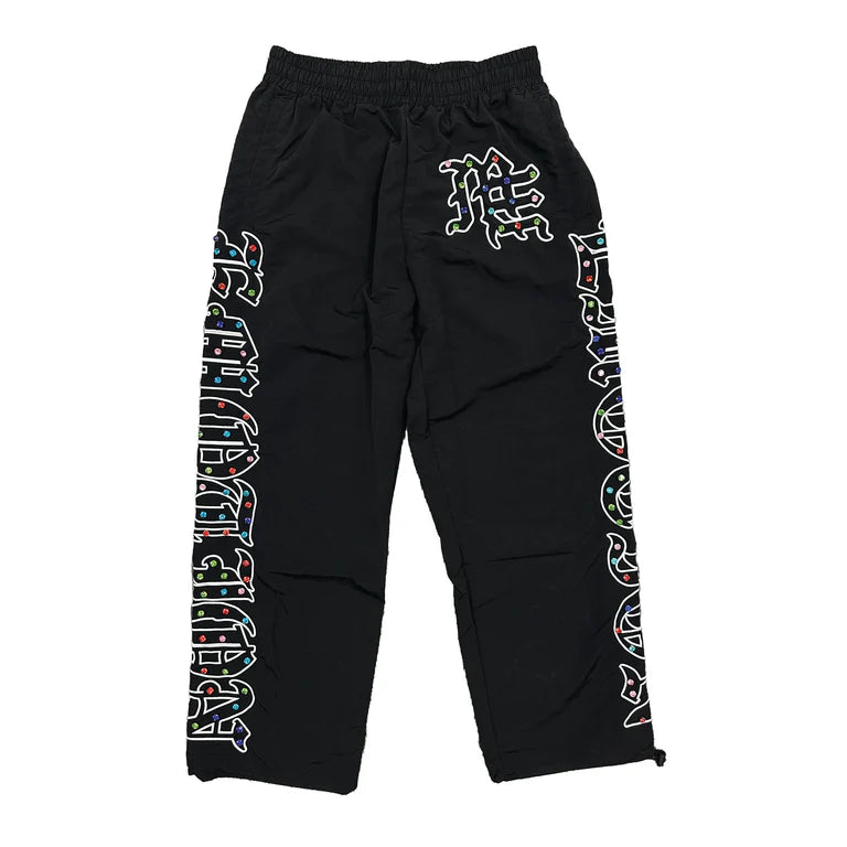 MIXED EMOTION ME” rhinestone Nylon Pants