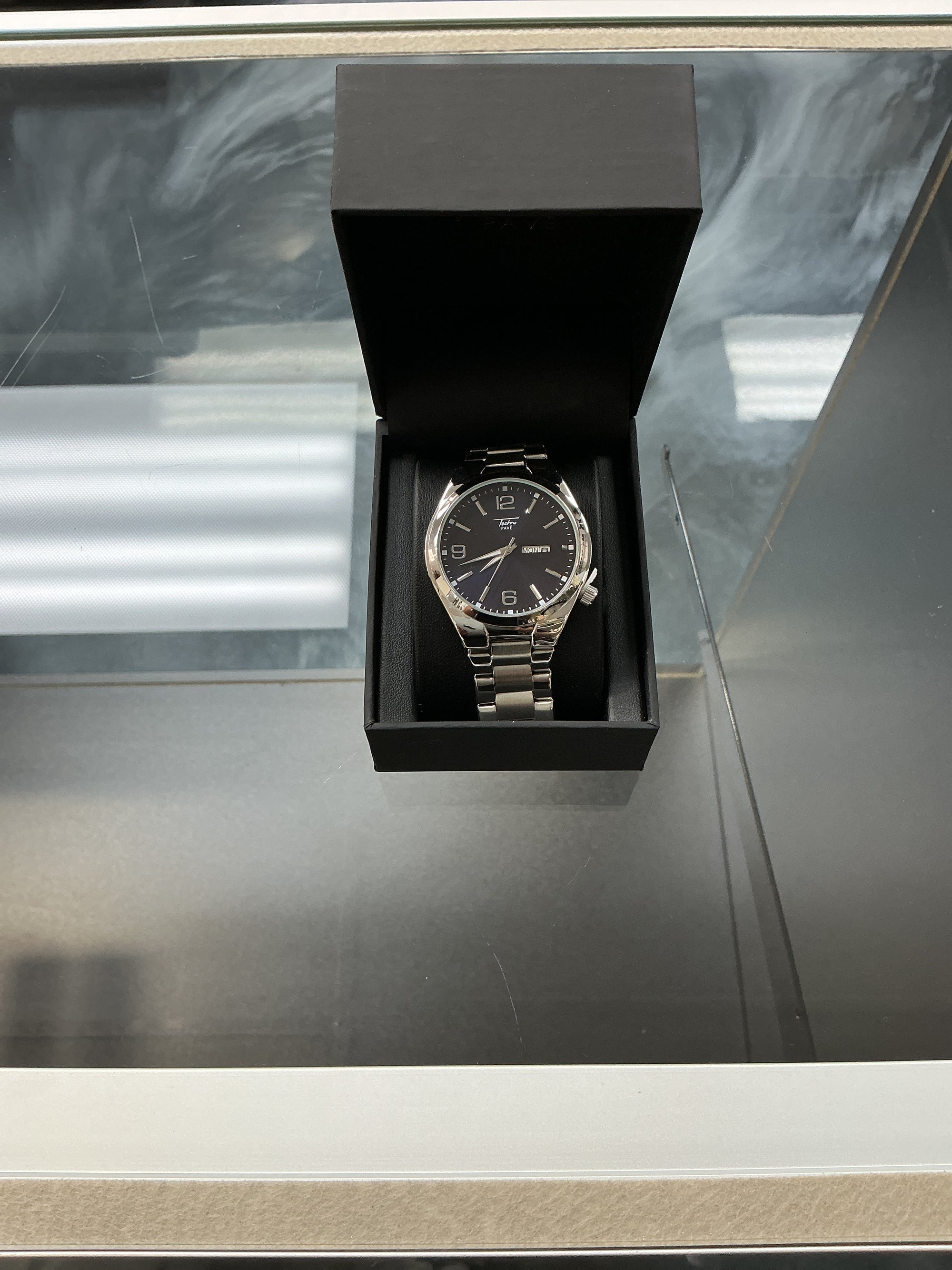 SILVER/BLUE 3ATM METAL BAND WATCH