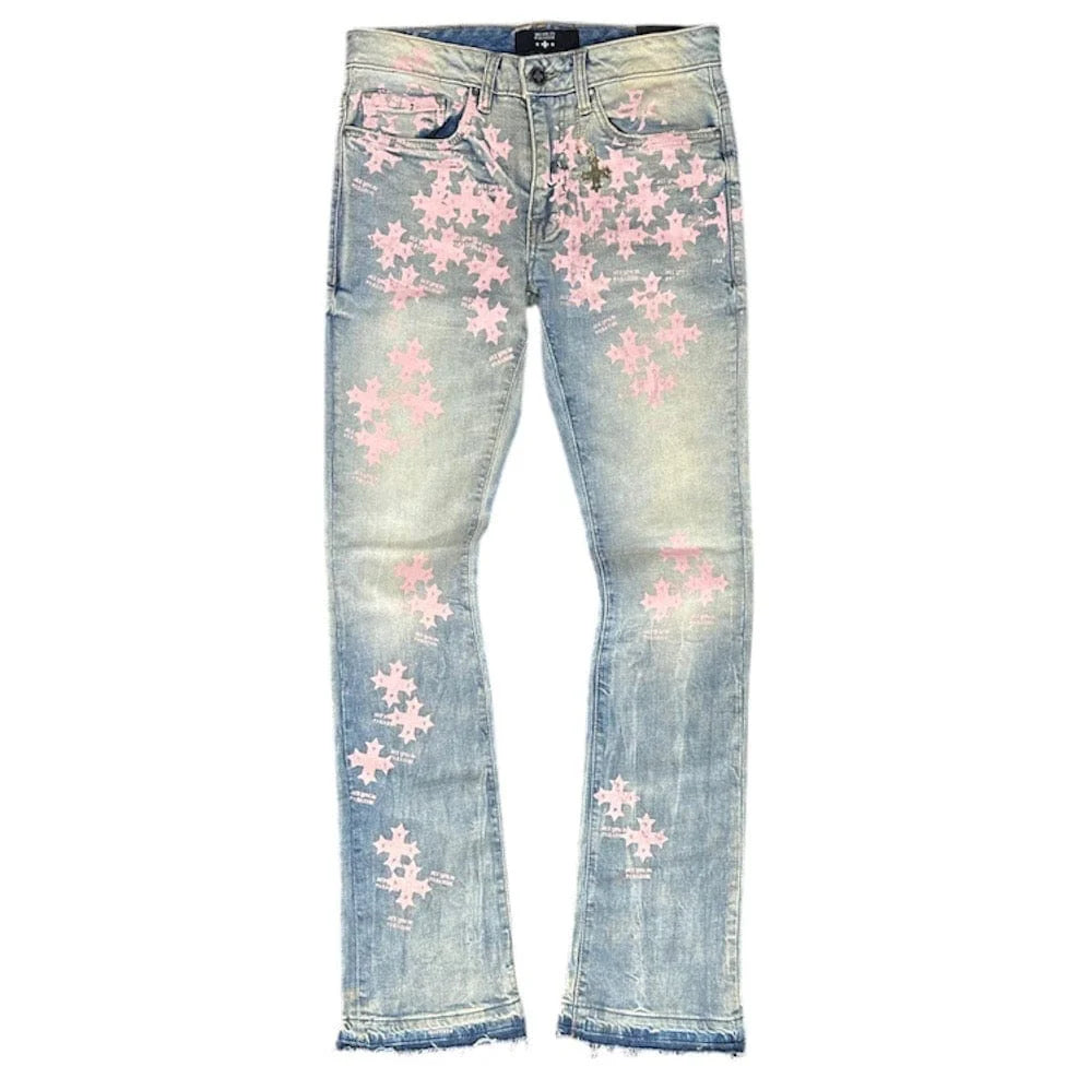 JORDAN CRAIG STACKED STAMPED PRINT DENIM