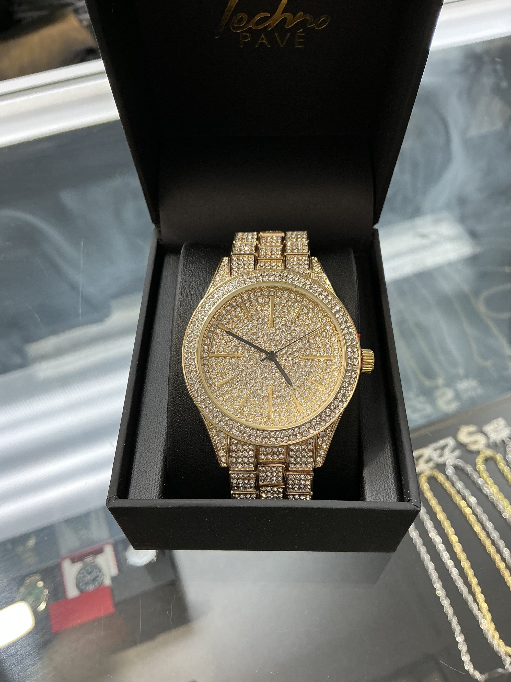 GOLD ICED OUT WATCH