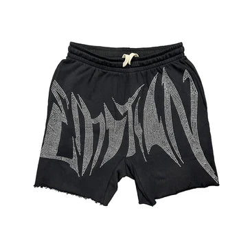 MIXED EMOTION Black ‘Wild’ Rhinestone Shorts