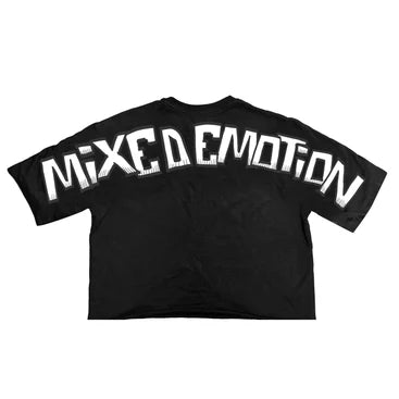 MIXED EMOTION Black “Monster” cropped Tee