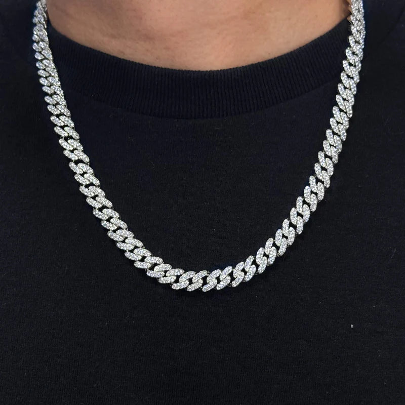 ESSENTIAL JEWELRY ICED CUBAN CHAIN SILVER