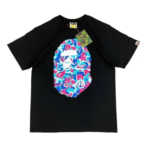 BAPE Marble Camo Ape Head Tee Black